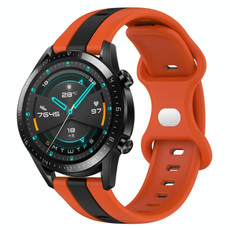 For Huawei Watch GT2 42mm 20mm Butterfly Buckle Two-Color Silicone Watch Band(Orange+Black)