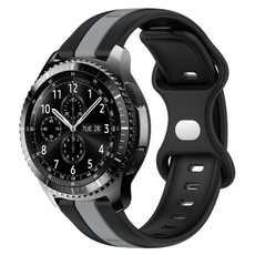 For Samsung Gear S3 Frontier 22mm Butterfly Buckle Two-Color Silicone Watch Band(Black+Grey) For Samsung Gear S3 Frontier 22mm Butterfly Buckle Two-Color Silicone Watch Band(Black+Grey)