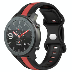 For Amazfit GTR 47mm 22mm Butterfly Buckle Two-Color Silicone Watch Band(Black+Red)
