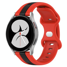 For Samsung Galaxy Watch4 40mm 20mm Butterfly Buckle Two-Color Silicone Watch Band(Red+Black)