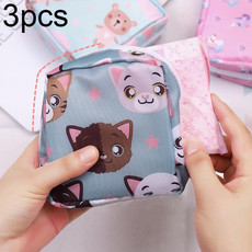 3pcs XK01 Cartoon Portable Waterproof Sanitary Storage Bag Cosmetic Bag(Blue Cat)