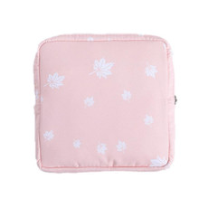 3pcs Girls Portable Sanitary Napkin Storage Bag Cosmetic Lipstick Bag(Pink Leaf)