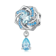 BSC751 Sterling Silver S925 Zircon Plated Rose Flower Bracelet Beads