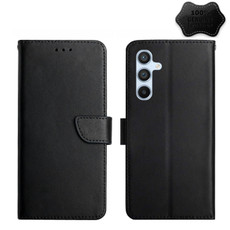 For Samsung Galaxy A34 5G HT02 Genuine Leather Fingerprint-proof Flip Phone Case(Black)