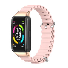 For Huawei Band 7 / 7 NFC MIJOBS CS Marine Silicone Breathable Watch Band(Pink Rose Gold)