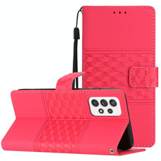 For Samsung Galaxy A23 5G Diamond Embossed Skin Feel Leather Phone Case with Lanyard(Red)
