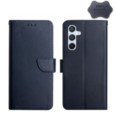 For Samsung Galaxy A34 5G HT02 Genuine Leather Fingerprint-proof Flip Phone Case(Blue) For Samsung Galaxy A34 5G HT02 Genuine Leather Fingerprint-proof Flip Phone Case(Blue)