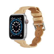Genuine Leather Breathable Watch Band For Apple Watch Series 9&8&7 41mm / SE 3&SE 2&6&SE&5&4 40mm / 3&2&1 38mm(Walnut Colour)