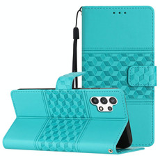 For Samsung Galaxy A13 4G Diamond Embossed Skin Feel Leather Phone Case with Lanyard(Blue)