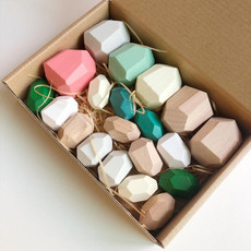 20 Grains Colorful B Children Early Teachings Stack Stone Building Blocks Wood Stack Stone Toys