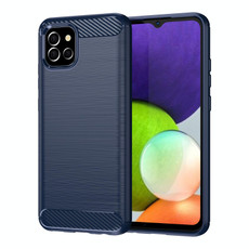 For Samsung Galaxy M04 Brushed Texture Carbon Fiber TPU Phone Case(Blue)