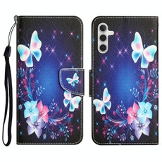 For Samsung Galaxy A34 Colored Drawing Leather Phone Case(Butterfly)