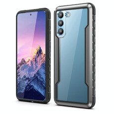 For Samsung Galaxy S22 5G iPAKY Thunder Series Aluminum Frame + TPU Bumper + Clear PC Shockproof Phone Case(Black + Grey)