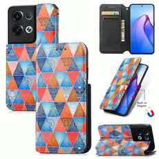 For OPPO Reno8 Pro CaseNeo Colorful Magnetic Leather Phone Case(Rhombus Mandala)