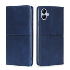 For Samsung Galaxy A04e 4G Cow Texture Magnetic Horizontal Flip Leather Phone Case(Blue)