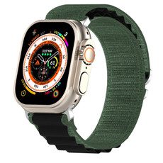 Double Color Nylon Watch Band For Apple Watch Series 9&8&7 41mm / SE 3&SE 2&6&SE&5&4 40mm / 3&2&1 38mm(Green+Black)