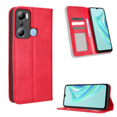 For Infinix Hot 20i Magnetic Buckle Retro Texture Leather Phone Case(Red)