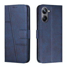 For Realme 10 4G Stitching Calf Texture Buckle Leather Phone Case(Blue) For Realme 10 4G Stitching Calf Texture Buckle Leather Phone Case(Blue)