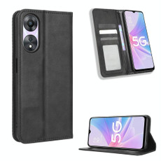 For OPPO A58 5G Magnetic Buckle Retro Texture Leather Phone Case(Black) For OPPO A58 5G Magnetic Buckle Retro Texture Leather Phone Case(Black)