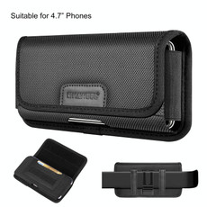 HAWEEL 4.7 inch Nylon Cloth Phone Belt Clip Horizontal Carrying Pouch with Card Slot (Black)