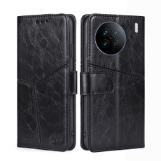 For vivo X90 Geometric Stitching Horizontal Flip Leather Phone Case(Black)
