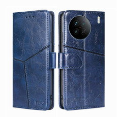 For vivo X90 Geometric Stitching Horizontal Flip Leather Phone Case(Blue)