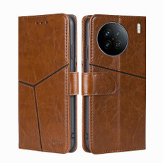 For vivo X90 Geometric Stitching Horizontal Flip Leather Phone Case(Light Brown)