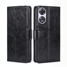 For OPPO A58 5G Geometric Stitching Horizontal Flip Leather Phone Case(Black) For OPPO A58 5G Geometric Stitching Horizontal Flip Leather Phone Case(Black)