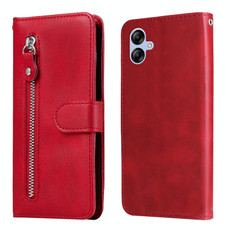For Samsung Galaxy A04e Calf Texture Zipper Leather Phone Case(Red)