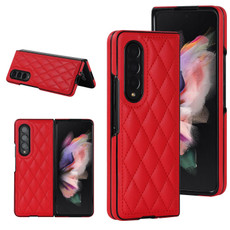 For Samsung Galaxy Z Fold3 Rhombic Microfiber Folding Phone Case(Red)