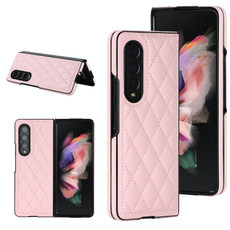 For Samsung Galaxy Z Fold3 Rhombic Microfiber Folding Phone Case(Pink)
