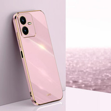For vivo Y22s XINLI Straight 6D Plating Gold Edge TPU Phone Case(Cherry Purple)