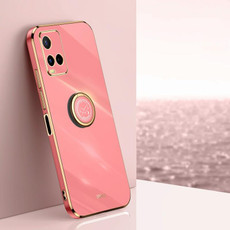 For vivo Y32 4G XINLI Straight Edge 6D Electroplate TPU Phone Case with Ring Holder(Hawthorn Red)