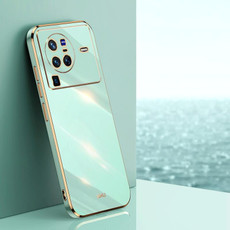 For vivo X80 Pro XINLI Straight 6D Plating Gold Edge TPU Phone Case(Mint Green)