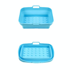 2pcs Air Fryer Grill Mat High Temperature Resistant Silicone Baking Tray, Specification: Rectangular Dot Blue