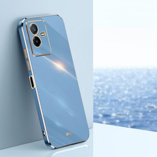 For vivo T2x XINLI Straight 6D Plating Gold Edge TPU Phone Case(Celestial Blue)