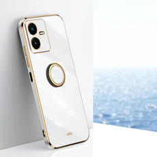 For vivo Y22s XINLI Straight Edge 6D Electroplate TPU Phone Case with Ring Holder(White) For vivo Y22s XINLI Straight Edge 6D Electroplate TPU Phone Case with Ring Holder(White)