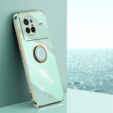 For vivo X80 XINLI Straight Edge 6D Electroplate TPU Phone Case with Ring Holder(Mint Green) For vivo X80 XINLI Straight Edge 6D Electroplate TPU Phone Case with Ring Holder(Mint Green)