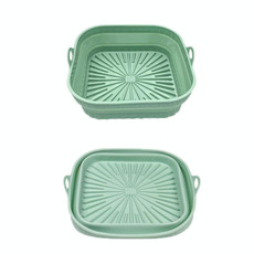 2pcs Air Fryer Grill Mat High Temperature Resistant Silicone Baking Tray, Specification: Square Green