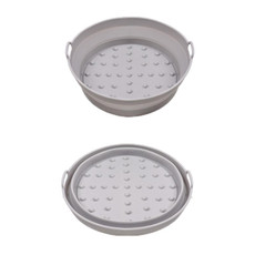 2pcs Air Fryer Grill Mat High Temperature Resistant Silicone Baking Tray, Specification: Small Round Gray