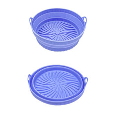 2pcs Air Fryer Grill Mat High Temperature Resistant Silicone Baking Tray, Specification: Round Blue