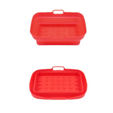 2pcs Air Fryer Grill Mat High Temperature Resistant Silicone Baking Tray, Specification: Rectangular Dot Red