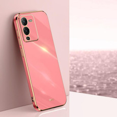 For vivo S15 Pro XINLI Straight 6D Plating Gold Edge TPU Phone Case(Hawthorn Red) For vivo S15 Pro XINLI Straight 6D Plating Gold Edge TPU Phone Case(Hawthorn Red)