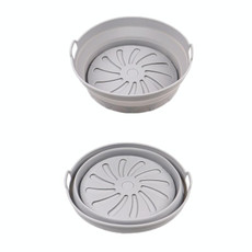 2pcs Air Fryer Grill Mat High Temperature Resistant Silicone Baking Tray, Specification: Round Inner Gray