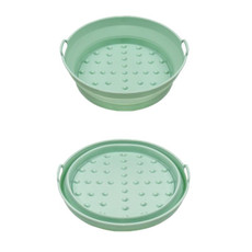 2pcs Air Fryer Grill Mat High Temperature Resistant Silicone Baking Tray, Specification: Large Round Green