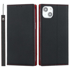 For iPhone 14 Plus Litchi Texture Genuine Leather Phone Case(Black)