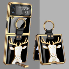 For Samsung Galaxy Z Flip4 GKK Electroplated Integrated Shockproof Phone Case with Ring Holder(Black) For Samsung Galaxy Z Flip4 GKK Electroplated Integrated Shockproof Phone Case with Ring Holder(Black)