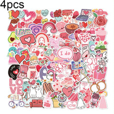 4sets Valentine Day Gifts Decorative Stickers Cartoon Waterproof Water Cup Sticker, Spec: N15