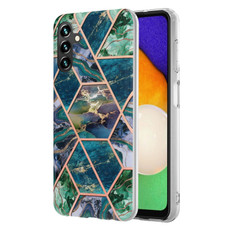 For Samsung Galaxy A14 5G Electroplating IMD Splicing Dual-side Marble TPU Phone Case(Blue Green) For Samsung Galaxy A14 5G Electroplating IMD Splicing Dual-side Marble TPU Phone Case(Blue Green)