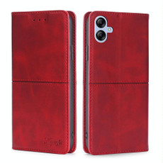 For Samsung Galaxy A04E Cow Texture Magnetic Horizontal Flip Leather Phone Case(Red)